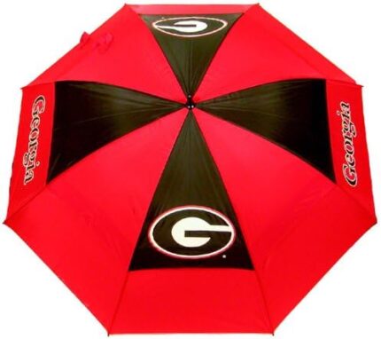 Team Golf NCAA Georgia Bulldogs 62" Golf Umbrella with Protective Sheath, Double Canopy Wind Protection Design, Auto Open Button
