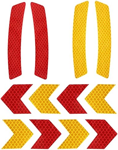 10L0L Golf Cart Front Rear Side Reflex Reflector Strips, Stick-On Sticker Decals, Red + Amber