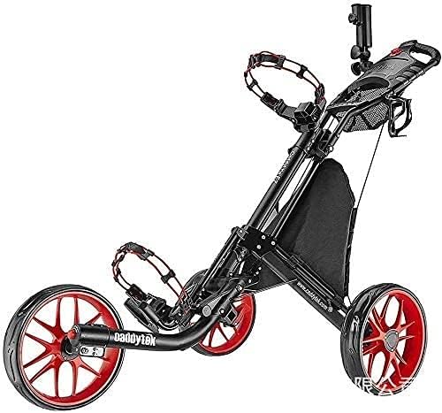 51817luRsCS._AC_.jpg TUHFG Golf Push Cart Trolley Golf Golf Cart Lightweight Foldable Golf 3 Wheel Golf Push Cart with Drink Holder Seat One Second to Open/Close Folding Cart Collapsible Cart (Color : Red) (Color : Red) - Image 1