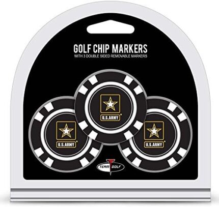 Team Golf Military Army Golf Chip Ball Markers (3 Count), Poker Chip Size with Pop Out Smaller Double-Sided Enamel Markers