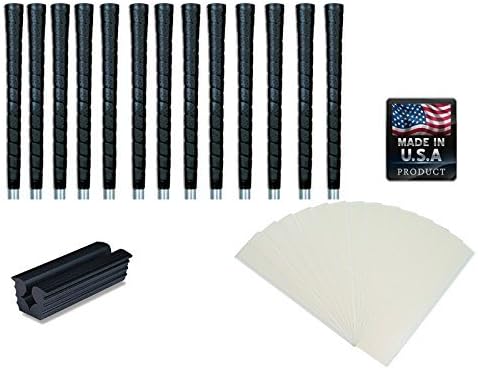518QiAD0UDL._AC_.jpg Tacki-Mac Golf Grips Standard Size Black Pro Tour Wrap Grip Kit (13 Grips, Grip Tape, clamp, Instructions) - Image 1