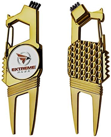 Extreme Hawk Golf Divot Repair Tool – 7 in 1 Multipurpose Golf Tool – Lightweight and Compact Golf Tool Set – Golden Silver and Black – Durable and Sturdy Golf Gadgets – Ideal Gift for Golf Lovers