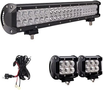 Northpole Light 20 Inch 126W Waterproof Spot Flood Combo LED Light Bar with 2PCS 18W