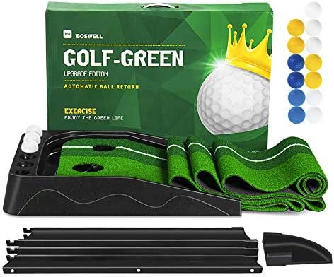 51AuMY3YTRL._AC_.jpg BOSWELL Indoor Golf Putting Green Mat, Automatic Ball Return Golfing Green Mat,Golf Gifts for Men, Father's Day, Indoor Use, Golf Training Mat, Training Aid,Practice with 13 Balls - Image 1