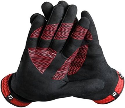 TaylorMade Rain Control Cadet Glove (Black/Red, Small), Black/Red(Medium, Pair)