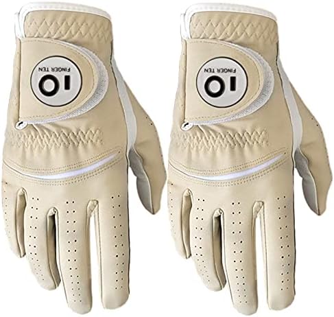51D0B0qMgpS._AC_.jpg Golf Gloves Men Left Right Hand Rain Hot Wet Grip Value 2 Pack, Black White Blue Brown Red All Weather in Size Small Medium ML Large XL - Image 1