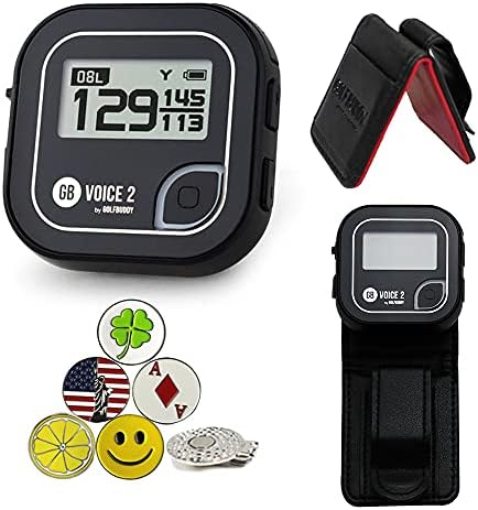 51EZXVB6OOS._AC_.jpg GolfBuddy Voice 2 Golf GPS/Rangefinder Bundle with 1 Magnetic Hat Clip and 5 Ball Markers and Belt Clip (Black) - Image 1