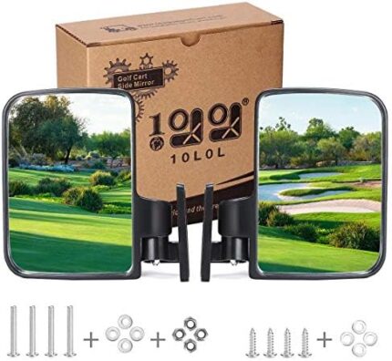 10L0L Golf Cart Mirrors, Universal Folding Side View Mirror 180 Degree Rear View Mirror for Club Car, EZGO, Yamaha