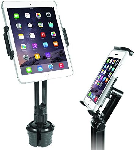 51HyMZCrV-L._AC_.jpg Macally Heavy Duty Tablet Holder for Car - Works as Cup Holder Tablet Mount or Phone Cup Holder - Fits Devices 3.5" - 8” Wide with Case - Adjustable iPad Car Mount with 360° Rotatable Cradle - Image 1