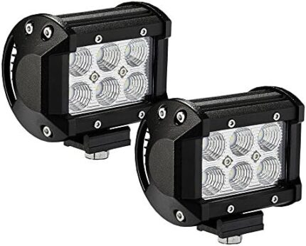 YITAMOTOR LED Light Bar 2PCS 18W 4inch Flood LED Light Pod Off Road Light Driving Light Fog Light Waterproof SUV ATV 4WD Golf Cart Pickup Boat Tractor Truck Trailer Mower 12V 24V, 2 Years Warranty