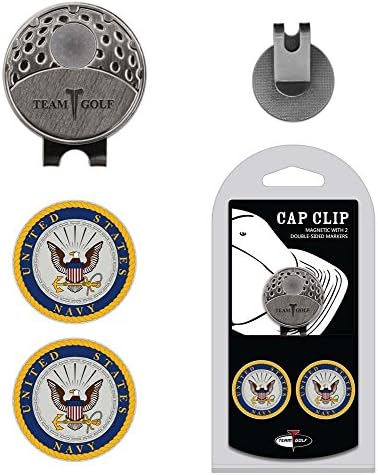 Team Golf Military Navy Golf Cap Clip with 2 Removable Double-Sided Enamel Magnetic Ball Markers, Attaches Easily to Hats
