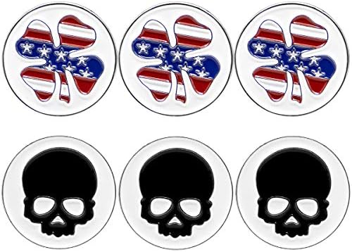 51JLWcoGBJL._AC_.jpg Aliennana Golf Ball Markers with Hat Clips for Men Women Golfer, Embossed Ball Marker Fits Golf Cap Premium Gifts USA American Clover Design - Image 1