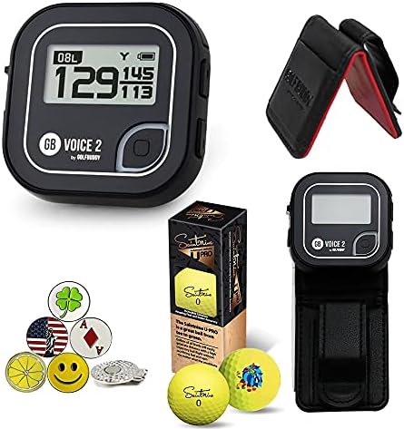 51KiJRSolNS._AC_.jpg GolfBuddy Voice 2 Golf GPS/Rangefinder Bundle with 1 Magnetic Hat Clip and 5 Ball Markers and Saintnine 3 Ball Sleeve and Belt Clip (Black) - Image 1