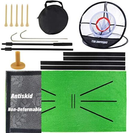 CLZYLRS 4 Set Golf Training mat,Golf Hitting Mat,Premium Turf Golf Hitting Mat,Mini Golf Practice Training Aid Rug, for Home/Office/Outdoor