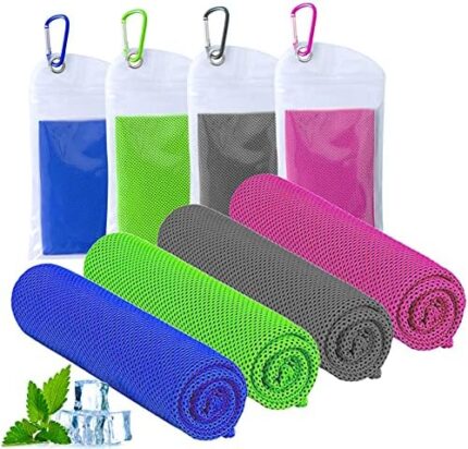 ICECUUL Cooling Towel 4 Packs (47"x12") Microfiber Towel for Instant Cooling Relief, Cool Cold Ice Towel for Golf Accessory Travel Accessory Sport Accessory Running Accessory & Outdoor Sports