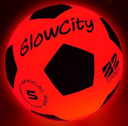 GlowCity Light Up LED Soccer Ball Blazing Red Edition|Glows in The Dark with Hi-Bright LED Lights - Size 5