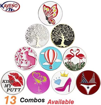 kaveno Golf Ball Marker, Golf Collection Series Assorted Design, Pack of 5/10/20