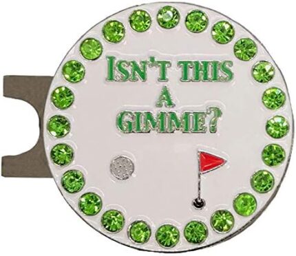 Giggle Golf Bling Isn't This A Gimme (White) Golf Ball Marker with A Standard Hat Clip