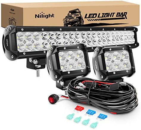51QNqjs40jL._AC_.jpg Nilight - ZH001 20Inch 126W Spot Flood Combo Led Off Road Led Light Bar 2PCS 18w 4Inch Flood LED Pods With 16AWG Wiring Harness Kit-2 Lead, 2 Years Warranty - Image 1