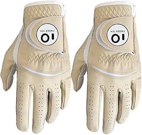 51QobYRLyNS._AC_.jpg Golf Gloves Men Left Right Hand Rain Hot Wet Grip Value 2 Pack, Black White Blue Brown Red All Weather in Size Small Medium ML Large XL - Image 1