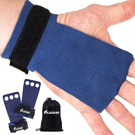 KAYANA 3 Hole Leather Gymnastics Hand Grips - Palm Protection and Wrist Support for Cross Training, Kettlebells, Pull ups, Weightlifting, Chin ups, Workout, & Exercise