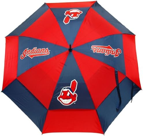 51RUfkJHKXL._AC_.jpg Team Golf MLB Cleveland Indians 62" Golf Umbrella with Protective Sheath, Double Canopy Wind Protection Design, Auto Open Button - Image 1