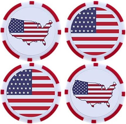 MVP Sport USA Poker Chip Ball Marker 4PK, 1.5 x 1.5 x 0.02 (MVP3073)
