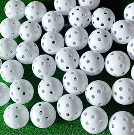 50 Pack Plastic Golf Training Balls 42 mm Golf Balls for Indoor Putting Green Backyard Outdoor Practice Equipment with 2 Golf Ball Tees