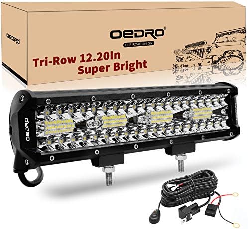 51TXWfbMA6L._AC_.jpg oEdRo LED Light Bar 12Inch 360W 25200LM Tri-Rows Spot Flood Combo Led Lights Work Lights+Wiring Harness IP68 Grade Off Road Light 12V 24V Fit for Pickup Jeep SUV 4WD 4X4 ATV UTE Truck Tractor etc - Image 1