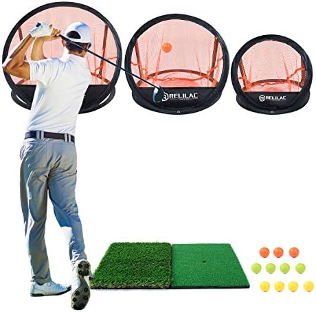 51UOHYo6FrL._AC_.jpg RELILAC Golf Chipping Net (3 pcs)- Indoor/Outdoor Golfing Target Accessories for Backyard Accuracy and Swing Practice - Great Gifts for Men, Dad, Mom, Husband, Women, Kid, Golfers - Image 1