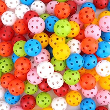 Faswin 105 Pack Plastic Practice Golf Balls, Colored 40mm Hollow Golf Sports Training Ball for Swing Practice, Driving Range, Home Use