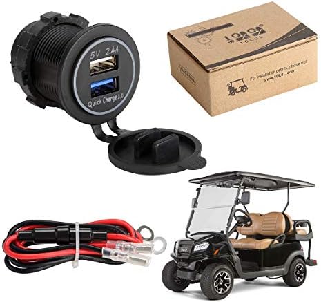 51VVYXHWMZL._AC_.jpg 10L0L Golf Cart Dual USB Charger/USB Port/Quick Charge 3.0 USB Outlet Universal for Golf Carts EZGO Club Car Yamaha Models,12V Input - Image 1