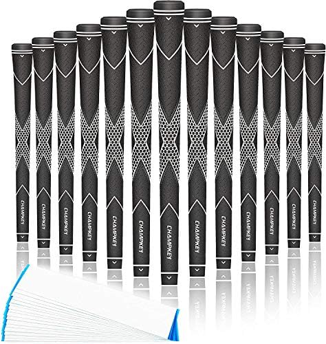 51Vfjx7wIHL._AC_.jpg Champkey Traction-X Golf Grips 13 Pack | High Traction and Feedback Rubber Golf Club Grips | Choose Between 13 Grips with 15 Tapse and 13 Grips with All Kits - Image 1