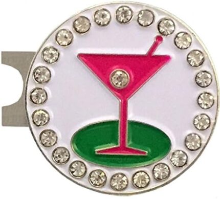 Giggle Golf Bling 19th Hole Golf Ball Marker with A Standard Hat Clip for Women