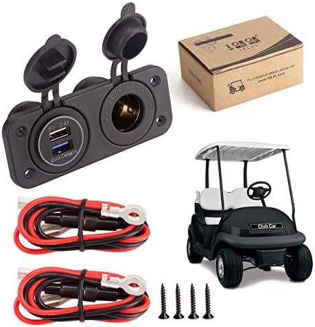 51WdEsvItFL._AC_.jpg 10L0L Golf Cart Cigarette Lighter Outlet & Quick Charge 3.0 for EZGO Club Car Yamaha, DC 12V Input Waterproof USB Charger Power Socket Adapter Dual USB Ports Panel - Image 1