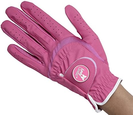 51Wg9LPFpFL._AC_.jpg Lady Classic Women's Soft Flex Gloves with Magnetic Ball Marker, Left Hand, Fuchsia, Medium - Image 1