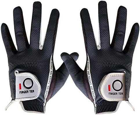 51XGau8EsDL._AC_.jpg Golf Gloves Men Pair Left and Right Both Hand Rain Grip Lh Rh Weathersof No Sweat All Weather Grips Soft Comfortable Gray Green Size Small Medium ML Large XL - Image 1