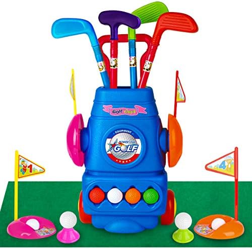 51YG2QkFsJL._AC_.jpg Meland Kids Golf Club Set - Toddler Golf Ball Game Play Set Sports Toys Gift for Boys Girls 3 4 5 6 Year Old - Image 1
