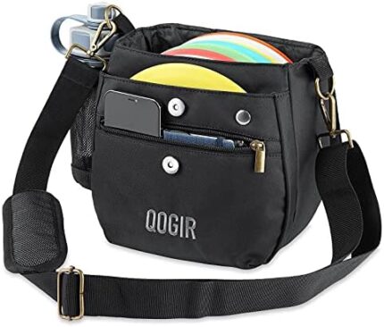 QOGIR Lightweight Disc Golf Bag: Durable Frisbee Golf Bag with 10+ Disc Capacity, Introductory Discs Golf Bag, Holds Water Bottle and Accessories, Great for Beginners and Casual Disc Golf Rounds