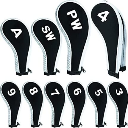 Neoprene Golf Iron Club Covers Number Print Head Cover for Irons 10Pcs Set with Zipper Top Window for Men Women