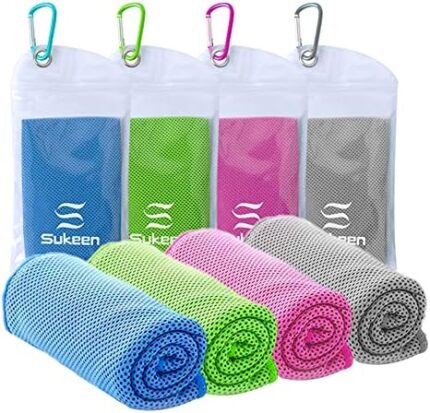 [4 Pack] Cooling Towel (40"x12"), Ice Towel, Soft Breathable Chilly Towel, Microfiber Towel for Yoga, Sport, Running, Gym, Workout,Camping, Fitness, Workout & More Activities - Kuen