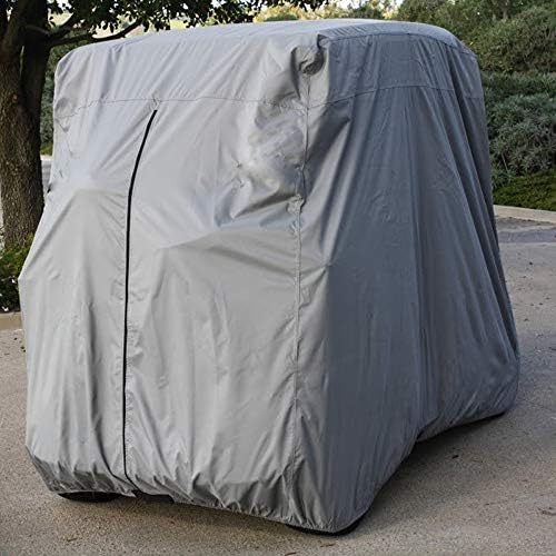 51bd-bcOe6L._AC_.jpg Lmeison 2 Passenger Golf Cart Cover Waterproof Sunproof Golf Cart Cover Fits EZ GO, Club Car and Yamaha, Dustproof and Durable, Grey - Image 1