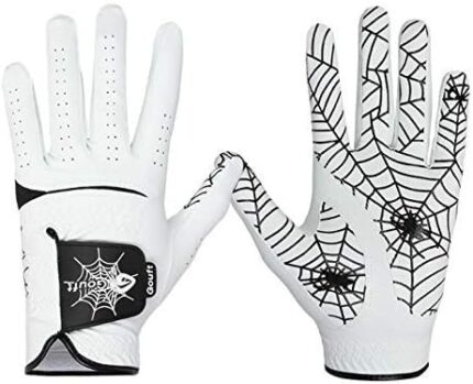 Gouft Spiderweb Golf Glove (for Men & Women) - Durable Suede: All Weather Golf Glove, Good Grip, Feel Soft/Comfort, and Long Lasting: Washable Glove