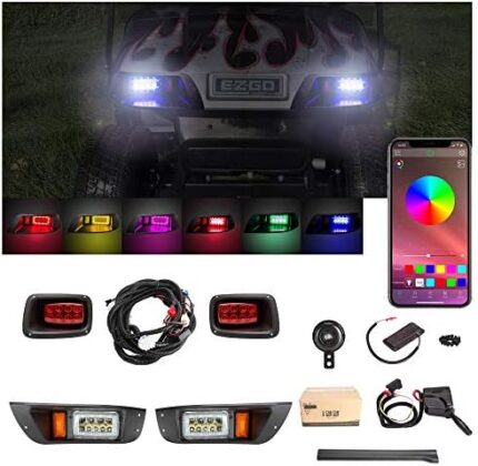 10L0L Golf Cart Deluxe LED Light Kit for EZGO TXT with RGB Music Headlight Daytime Running Light Low High Beam Turn Signal Function