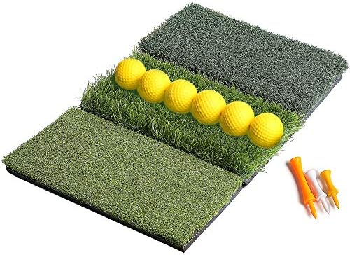 51cukLsOYAL._AC_.jpg KJ-KayJI Golf Hitting Mat,3 in 1 Collapsible Turf Grass Chipping Mat with 3 Plastic Golf Tees,Launch Pad for Backyard, Practice Putting Green Training Aids, Indoor | Outdoor - Image 1