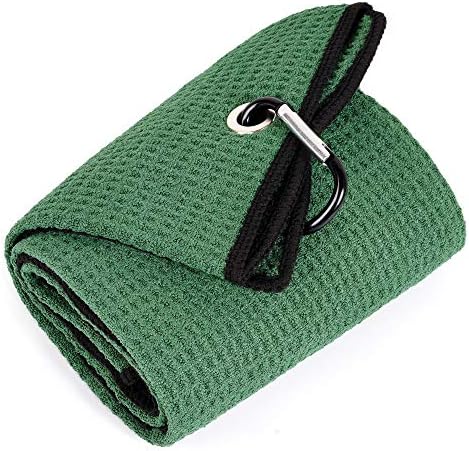 51eIMdt6SLL._AC_.jpg Mile High Life Tri-fold Golf Towel | Premium Microfiber Fabric | Waffle Pattern | Heavy Duty Carabiner Clip | 14 Color Options - Image 1