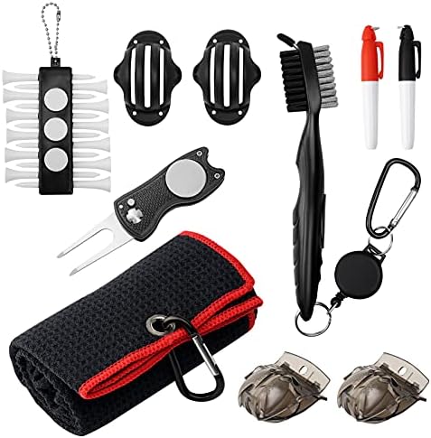 51ewGAtGWqS._AC_.jpg Searching Roads Golf Accessories for Men,Include Golf Towel, Divot Repair Tool, Golf Club Brush, Golf Ball Marker,Golf Marking Pen and Golf Tee Holder - Image 1