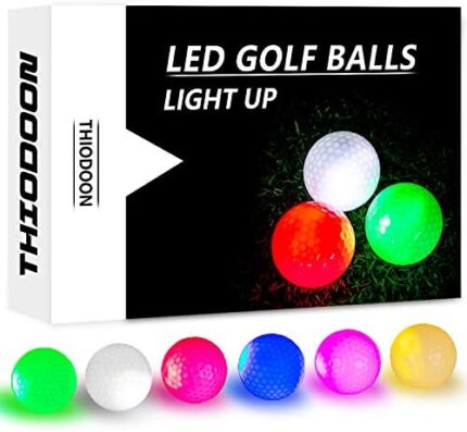 THIODOON Glow Dark Golf Balls for Night Sports LED Golf Balls Light up Golf Ball Glow Golf Balls Glowing in The Dark Golf Ball Long Lasting Bright Luminous Balls