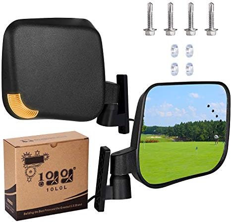 51gg2LOlt-L._AC_.jpg 10L0L Side Mirrors with LED Turn Signal Light, Rear View Mirrors Fits Club Car EZGO Yamaha - Image 1