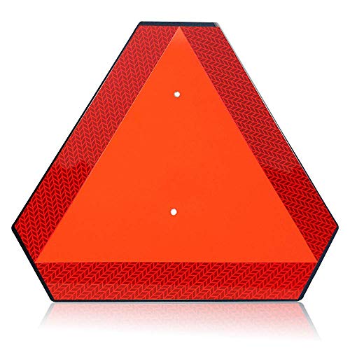 Version 1.0.0 Slow Moving Vehicle Sign Triangle Sign,Plastic 14"x16" Engineering Grade Reflective Up to 7 Years Outdoor for Golf Cart - Image 1